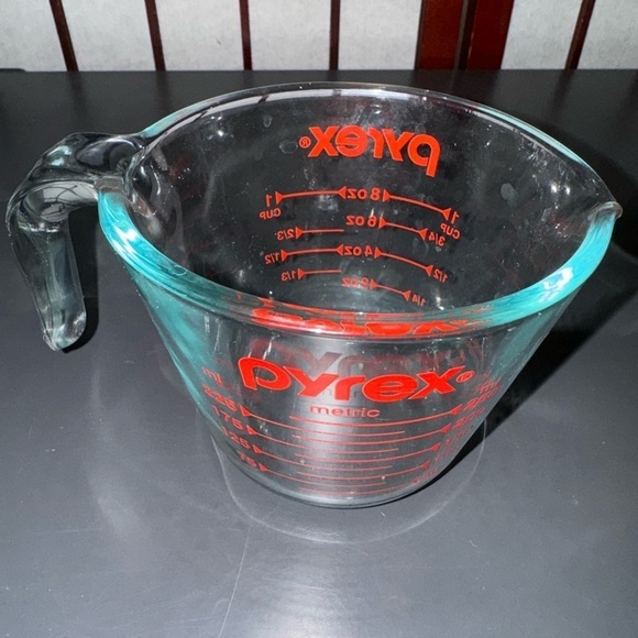Pyrex 1 Cup Glass Measuring Cup Red Lettering Open Handle - Picture 5 of 11